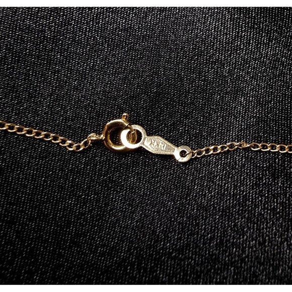 Vintage 14K Solid Gold Topaz & Cubic Zirconia Crescent Pendant Necklace - Picture 6 of 6